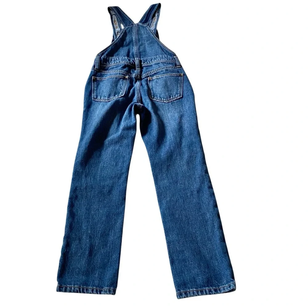 Old Navy Denim Bib Overalls 100% Cotton Distressed Kids M (8)